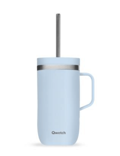 Qwetch Cold cup isotherme inox avec anse pastel bleu 600ml